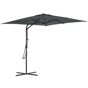 Parasol déporté carré protection UV métal polyester gris fo…