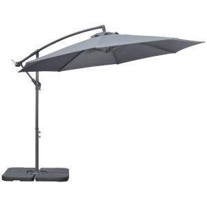 Parasol déporté diamètre 3 m polyester gris foncé