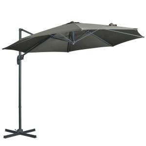 Parasol déporté octogonal inclinable acier gris