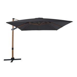 Parasol déporté rectangulaire, aluminium aspect bois, 300x3…