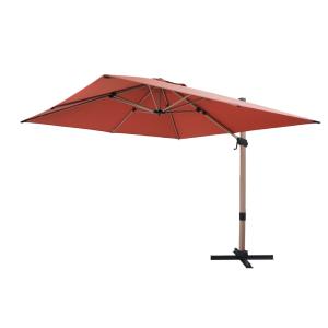 Parasol déporté rectangulaire structure  - effet bois alumi…