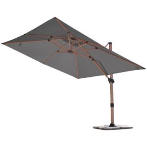 Parasol déporté rectangulaire structure  - effet bois alumi…