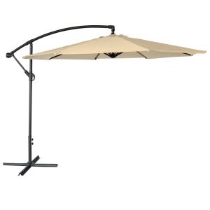 Parasol déporté rond 3,50m en acier et toile beige