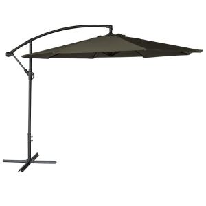 Parasol déporté rond 3,50m en acier et toile grise