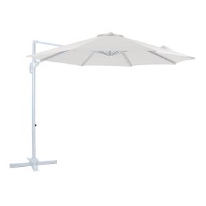 Parasol déporté rond, aluminium, blanc/beige Ø 300cm