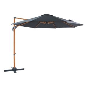 Parasol déporté rond, aluminium, bois/gris Ø 300cm