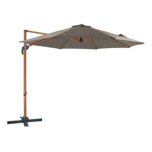 Parasol déporté rond, aluminium, bois/taupe Ø 300cm