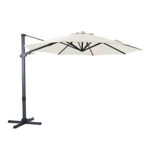 Parasol déporté rond, inclinable, aluminium anthracite/beig…