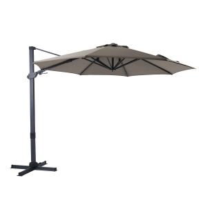 Parasol déporté rond, inclinable, aluminium anthracite/taup…