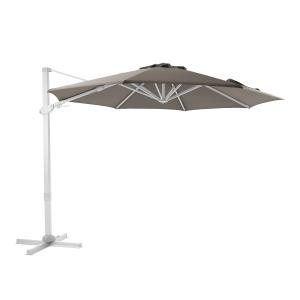 Parasol déporté rond, inclinable, aluminium blanc/taupe, Ø…