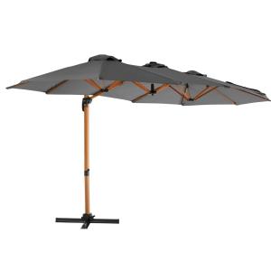 Parasol déporté rotatif 360° 3 têtes 4,5 x 2,65 m avec hous…