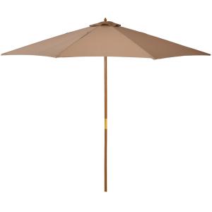 Parasol droit double toit bois polyester kaki
