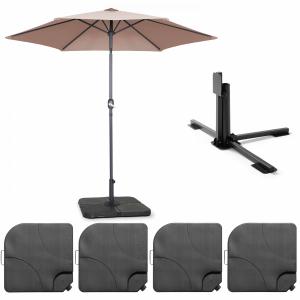 Parasol droit inclinable 3m et 4 dalles à lester remplissab…