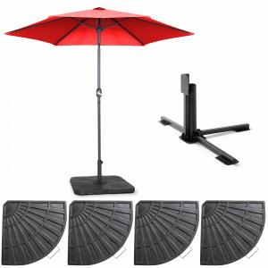 Parasol droit inclinable 3m et 4 dalles lestées aluminium r…