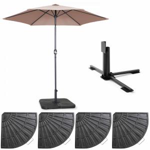 Parasol droit inclinable 3m et 4 dalles lestées aluminium t…