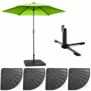 Parasol droit inclinable 3m et 4 dalles lestées aluminium v…