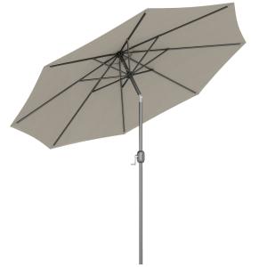 Parasol droit inclinable ø 3m métal polyester gris clair