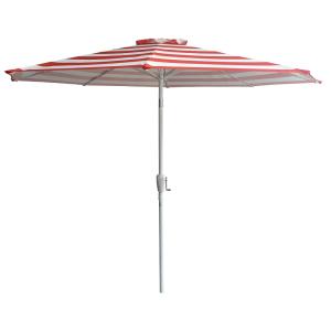 Parasol droit rond 2,70m en aluminium et toile à rayures or…