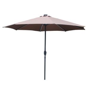 Parasol droit rond led diamètre 3 m chocolat