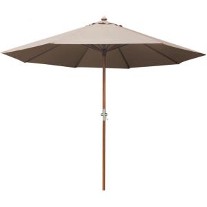 Parasol en bois 350 cm avec manivelle june taupe