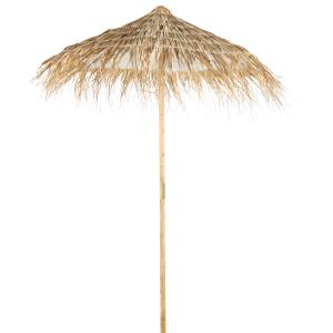 Parasol en bois de bouleau et fibre végétale tressée