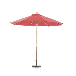 Parasol en bois rond diamètre 3m rouge  - habana