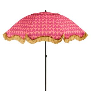 Parasol en polyester avec des cœurs rose et marron D220