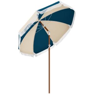 Parasol inclinable de jardin Ø 213 cm style vintage franges…