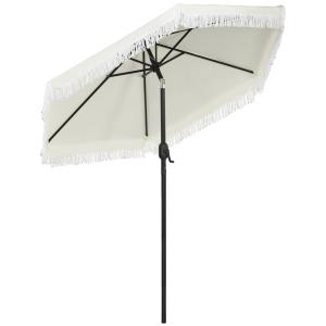 Parasol inclinable de jardin Ø 225 cm style bohème à frange…