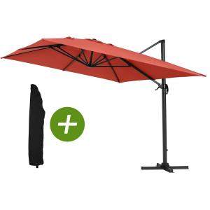 Parasol jardin aluminium rouge 300 x 400 x 300 cm