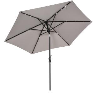 Parasol lumineux hexagonal inclinable parasol LED gris