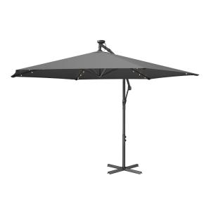 Parasol manivelle d'ouverture et de fermeture gris avec soc…