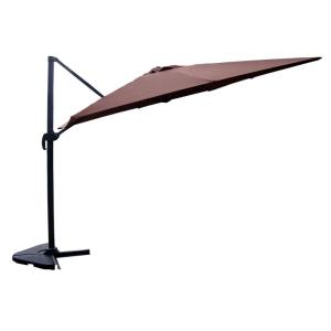 Parasol marron déporté rectangle 3 x 4 m rotatif à 360