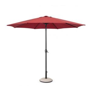 Parasol rond avec mât central en aluminium et toile rouge 3…