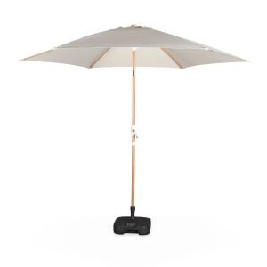 Parasol rond sable 293cm mât central imitation bois