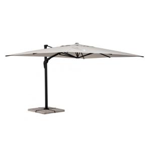 Parasol suspendu avec mât en aluminium et toile naturelle 3…