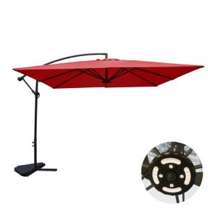 Parasol terracotta déporté carré 3 x 3 m led