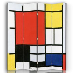 Paravent composition avec large plan rouge Mondrian 145x180…