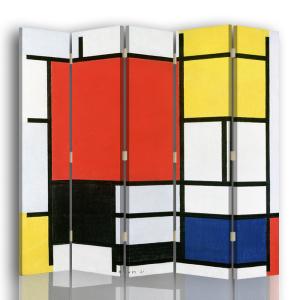 Paravent Composition avec large plan rouge, Mondrian cm 180…