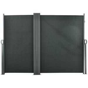 Paravent rétractable double store latéral polyester gris