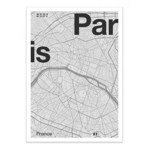 PARIS MINIMALIST MAP - Affiche d'art 50 x 70 cm