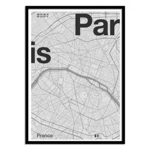 PARIS MINIMALIST MAP - Affiche d'art avec Cadre bois noir -…