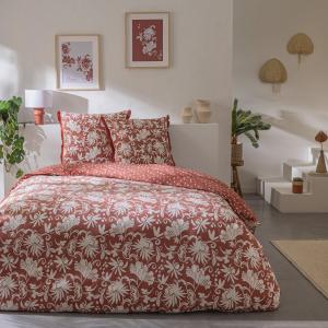 Parure 100% coton 57 fils Noria - 220x240cm - Rouge