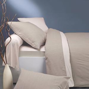 Parure bicolore en bambou lin/crème 140x200