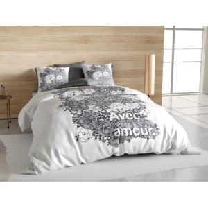 Parure de couette 3pcs Coton bio 47 Avec Amour