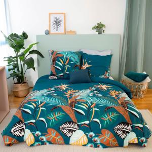 Parure de couette au style exotique coton bleu paon 220 x 2…