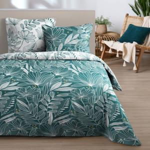 Parure de couette en coton coloris vert 260x240cm 2 taies