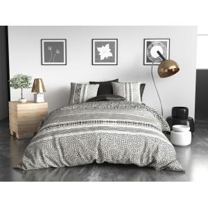 Parure de couette en coton grise 240x220cm 2 taies