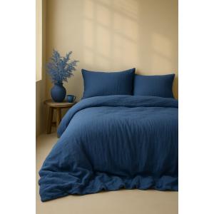 Parure de couette gaze de coton bleu 240x260 cm