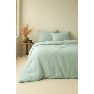 Parure de couette gaze de coton vert